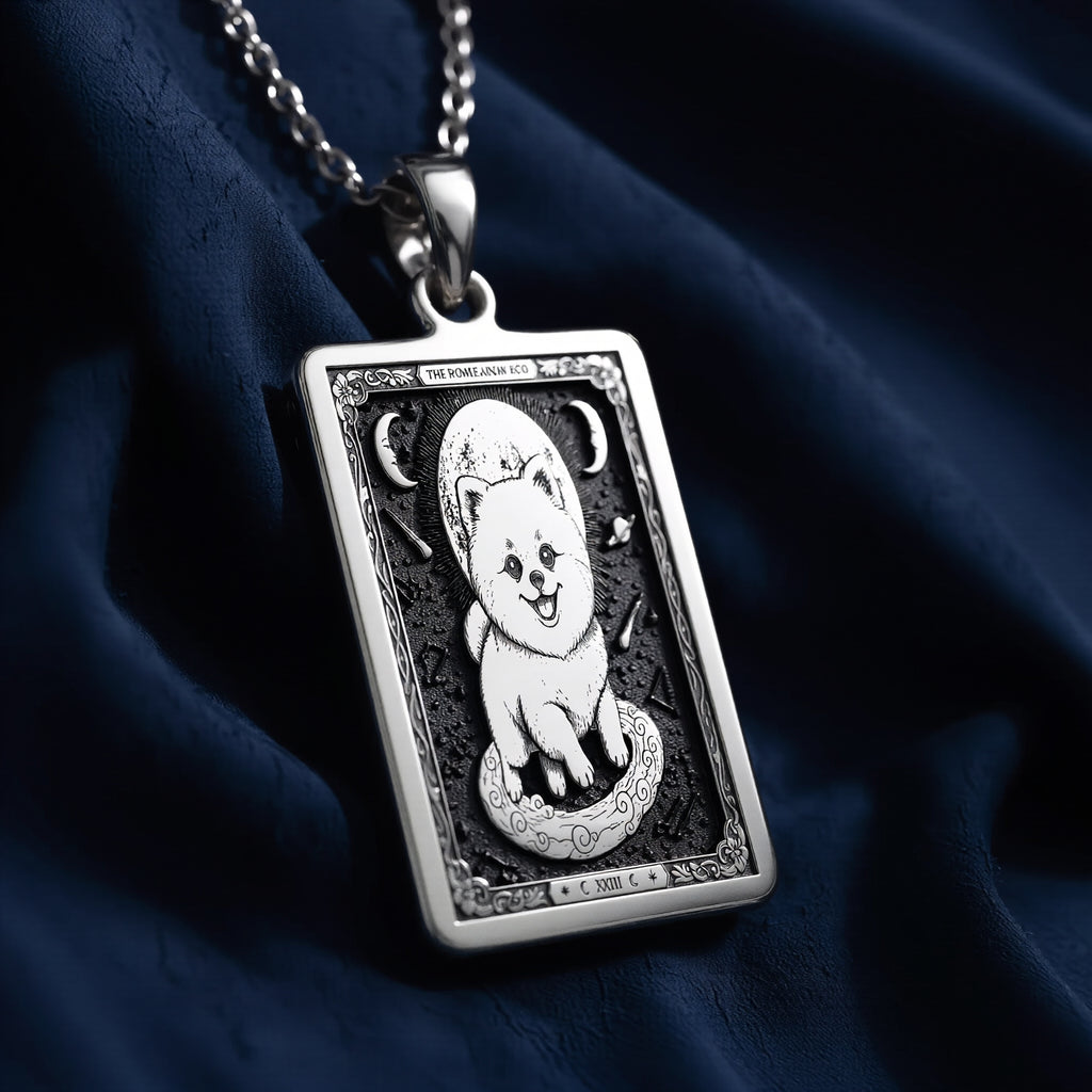 A striking 925 sterling silver Pomeranian Boo charm. The art shows the cute teddy bear dog, a meaningful piece of celestial jewelry for her. - View 6