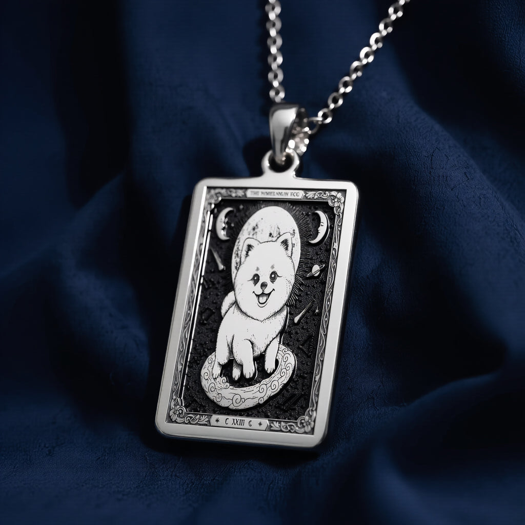 A striking 925 sterling silver Pomeranian Boo charm. The art shows the cute teddy bear dog, a meaningful piece of celestial jewelry for her. - View 7