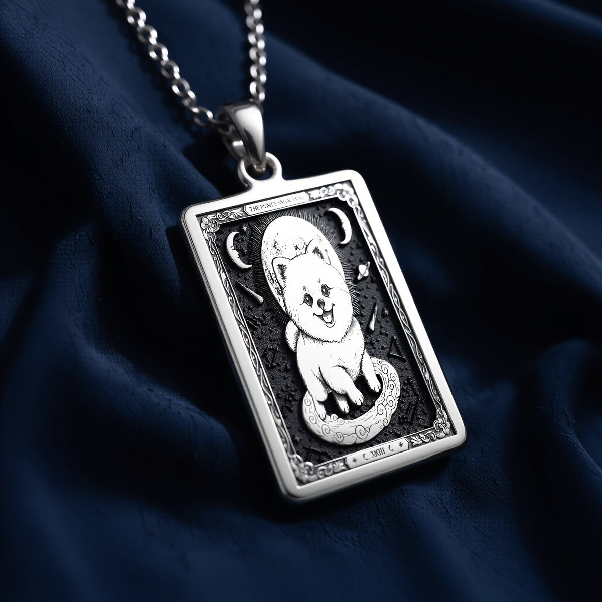 A striking 925 sterling silver Pomeranian Boo charm. The art shows the cute teddy bear dog, a meaningful piece of celestial jewelry for her. - View 8