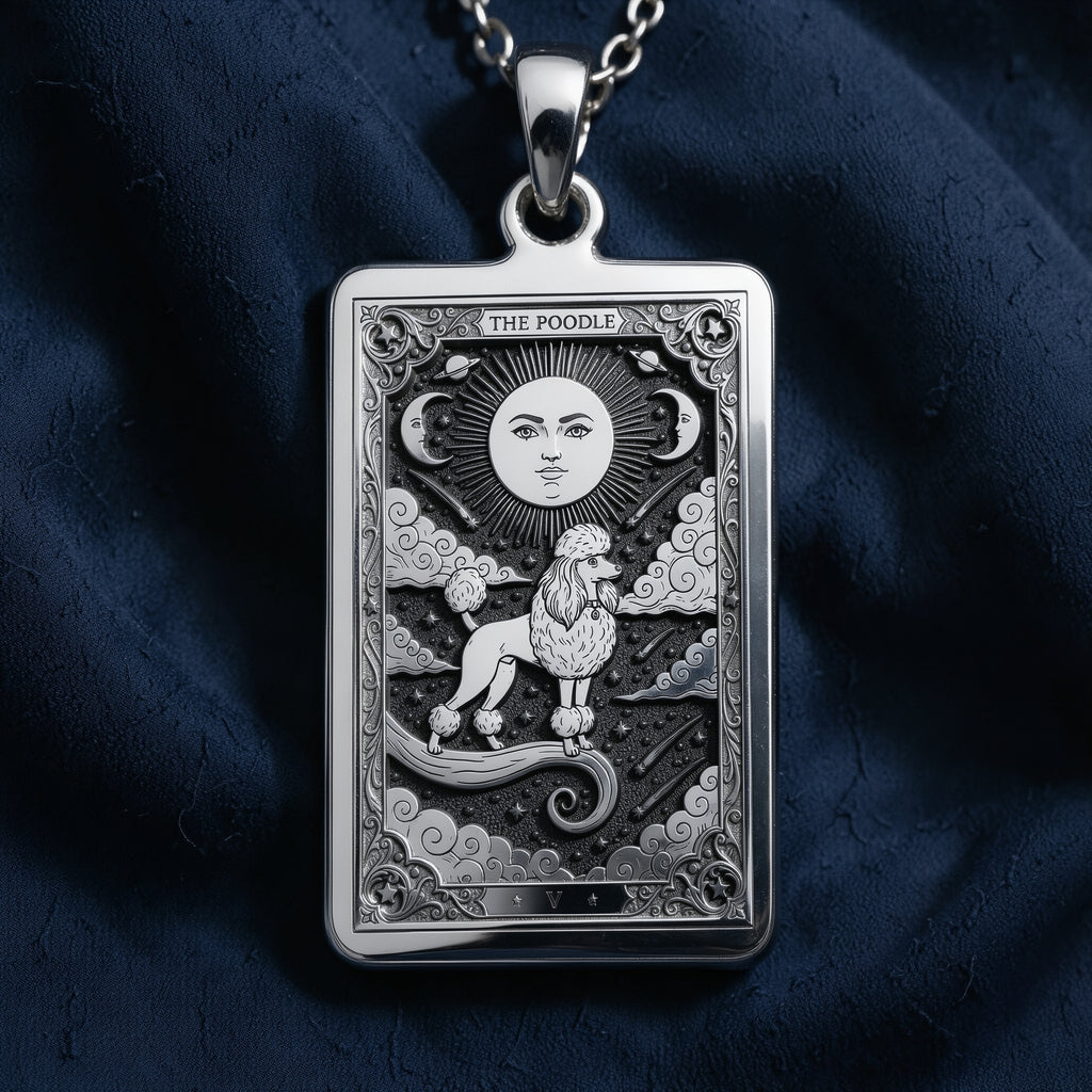 A personalized 925 sterling silver Poodle necklace. This gift celebrates the elegant spirit of the Poodle, a cherished pet memorial keepsake.