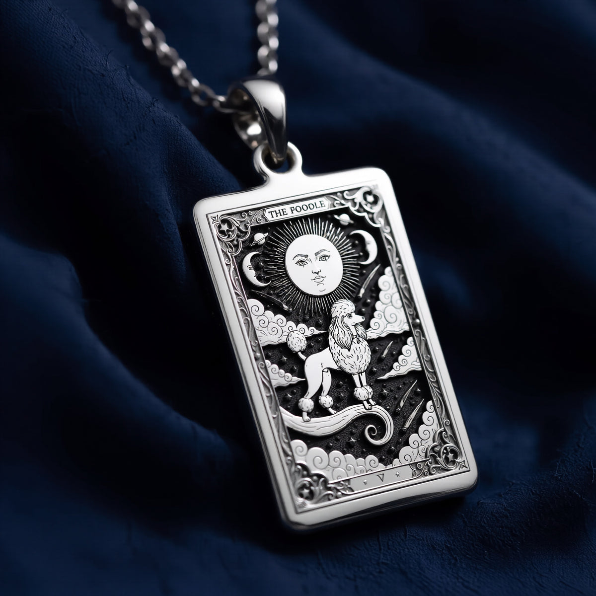 Handcrafted Poodle Tarot Pendant - 925 Sterling Silver