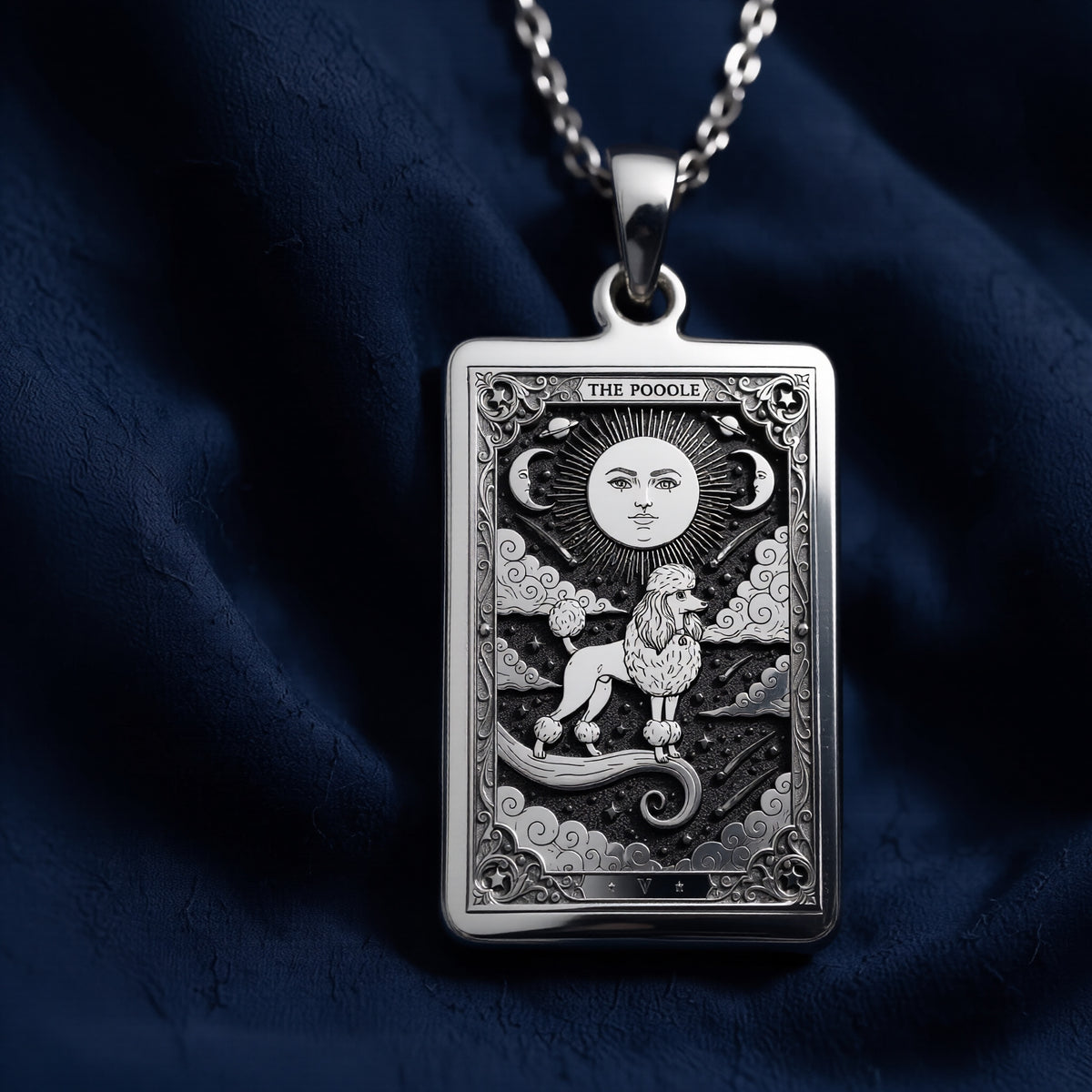 Handcrafted Poodle Tarot Pendant - 925 Sterling Silver