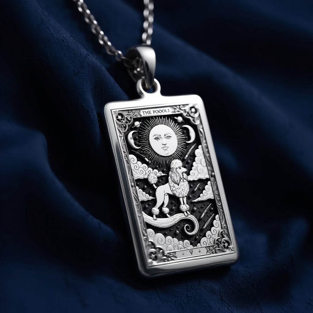 Handcrafted Poodle Tarot Pendant - 925 Sterling Silver
