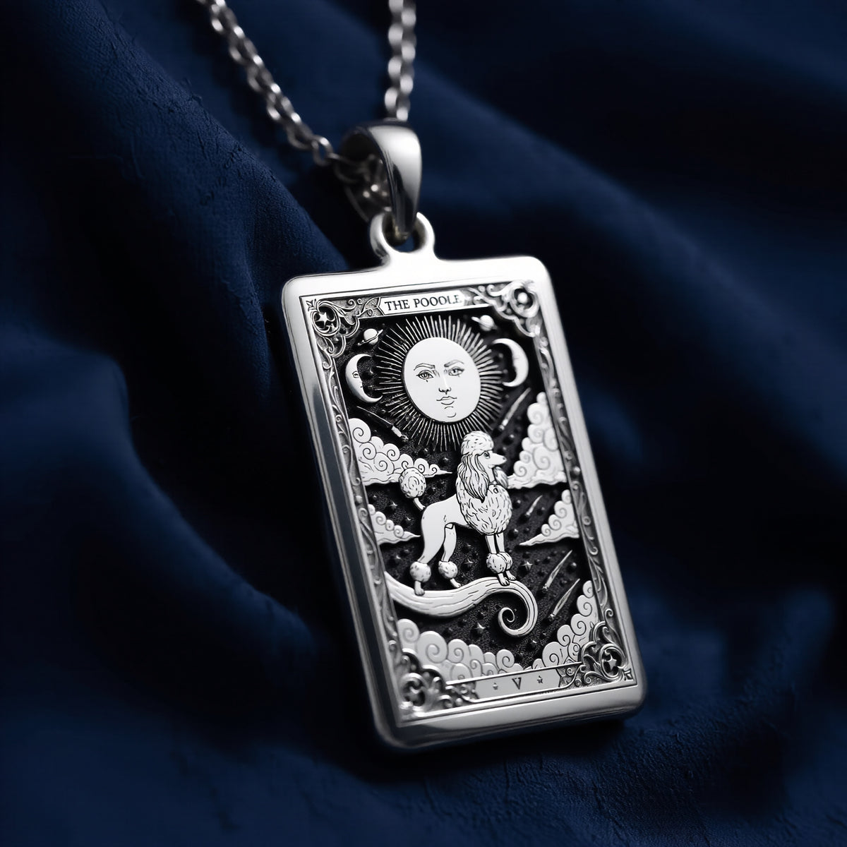 Handcrafted Poodle Tarot Pendant - 925 Sterling Silver