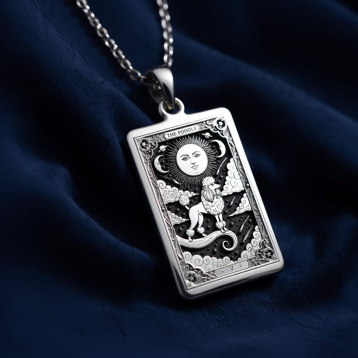 A striking 925 sterling silver Poodle charm. The art shows the celestial dog, a meaningful piece of jewelry for a pet owner. - View 7