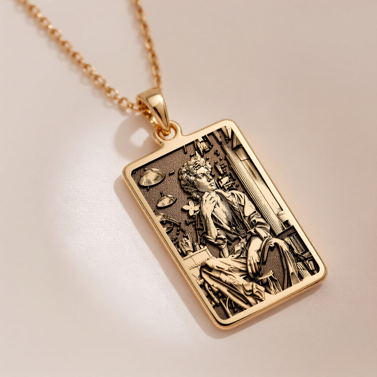 Pop Art David Pendant: 14K Gold Michelangelo Necklace - View 2