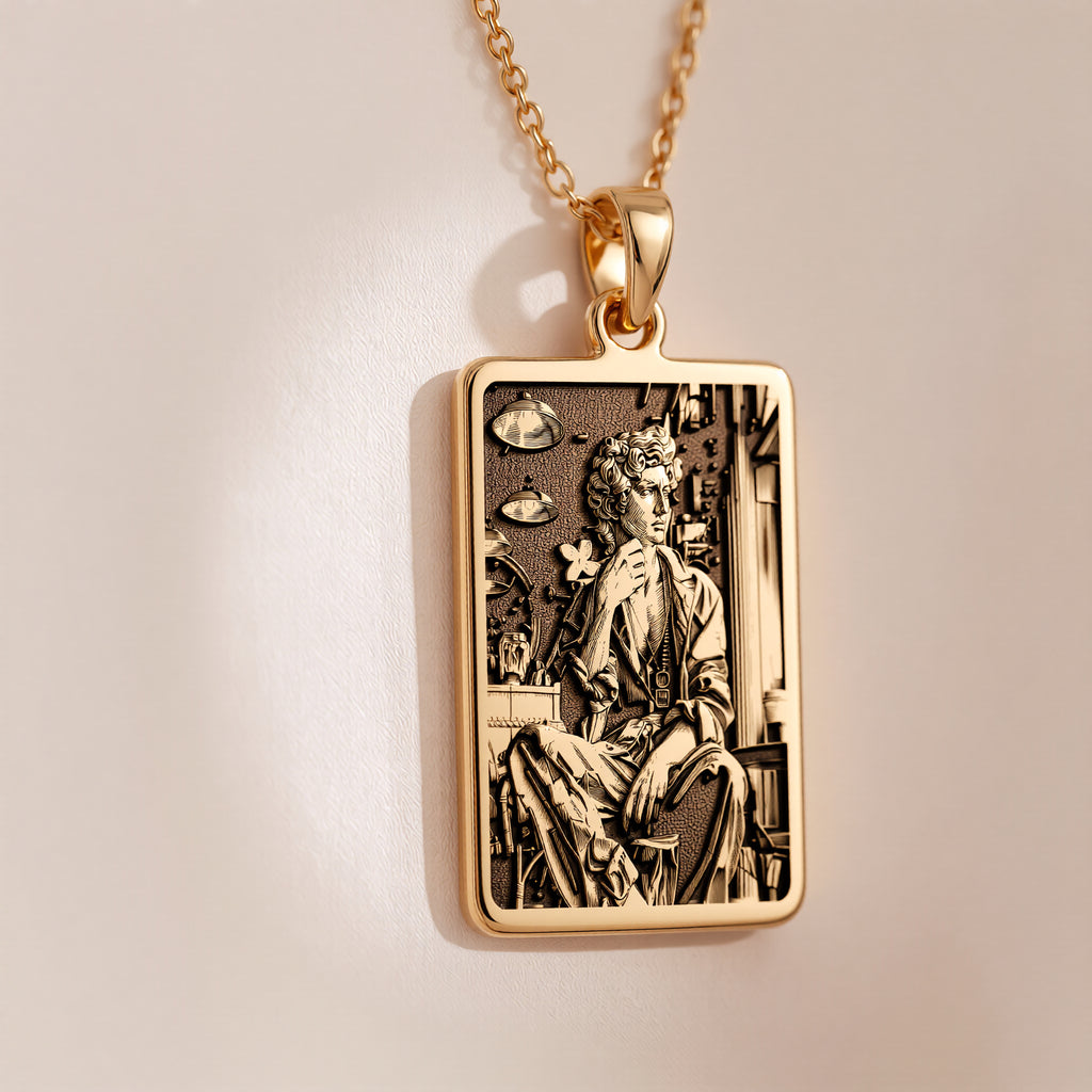 Pop Art David Pendant: 14K Gold Michelangelo Necklace - View 2