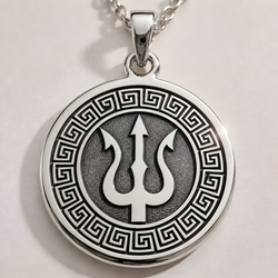 Poseidon Trident Sea God Necklace - 925 Sterling Silver