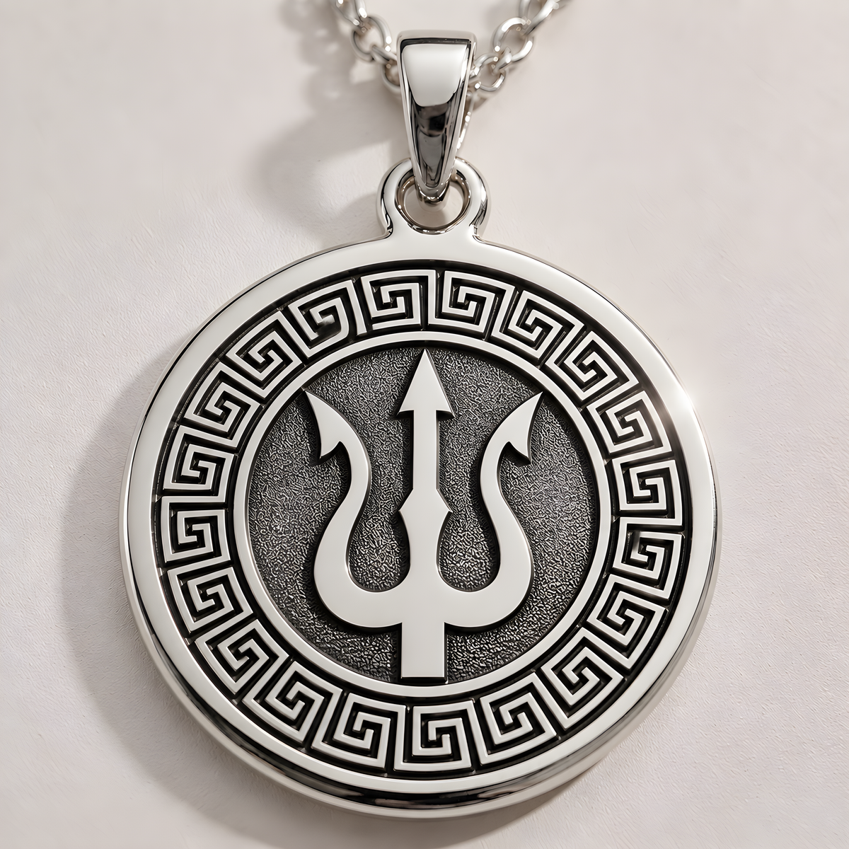 Poseidon Trident Sea God Necklace - 925 Sterling Silver