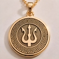 Poseidon Necklace: 14K Gold with sea god trident charm mythology talisman amulet - View 153