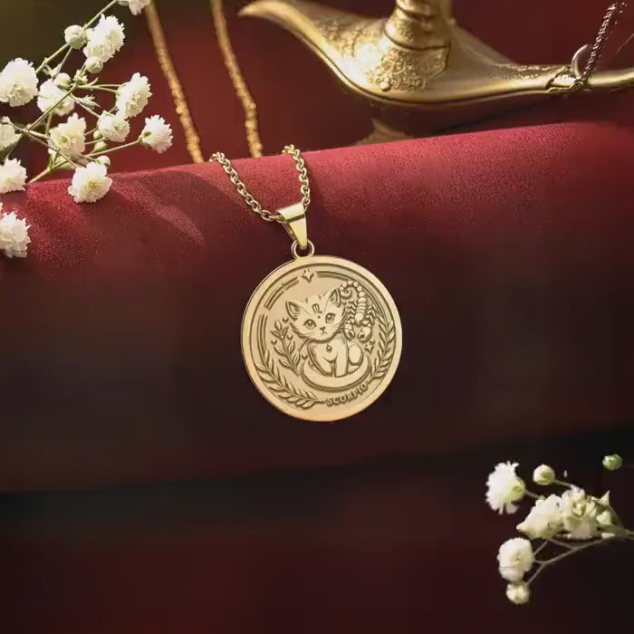 Scorpio Zodiac Astrological Sign Pendant | 14K Solid Gold - Birthdate Jewelry for Water Sign