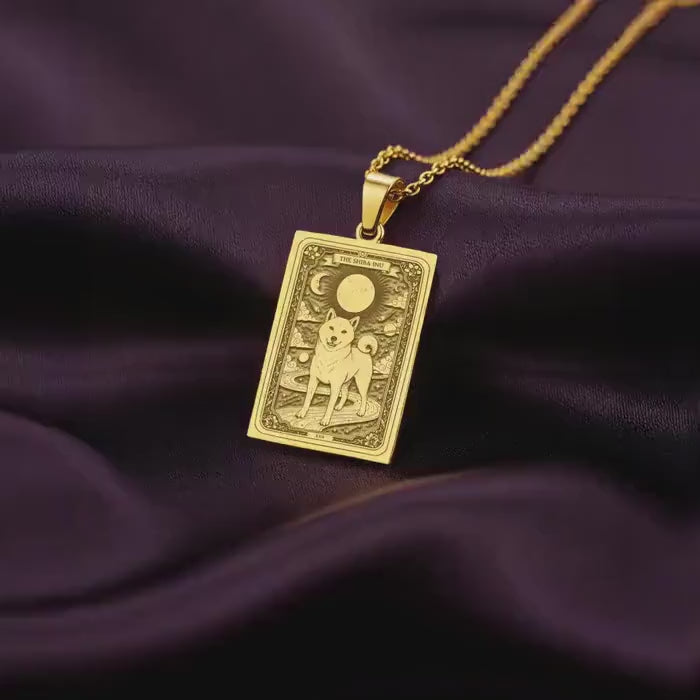 Shiba Inu Pet Portrait Necklace | 14K Solid Gold - Spirit Animal Pet Memorial