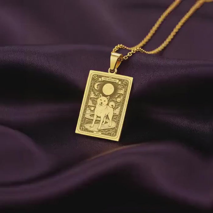 Shiba Inu Pet Portrait Necklace | 14K Solid Gold - Spirit Animal Pet Memorial