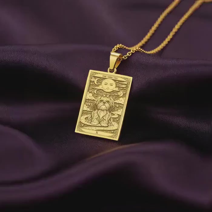 Shih Tzu Dog Medallion Pendant | 14K Solid Gold - Spirit Animal Wildlife Nature Pet Memorial