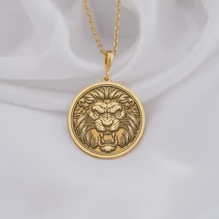 Handmade Jungle King Lion Pendant | 14K Solid Gold - Spirit Animal Wildlife Nature