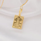 The Tower Tarot Major Arcana Pendant | 14K Solid Gold - Cosmic Energy Spiritual Protection