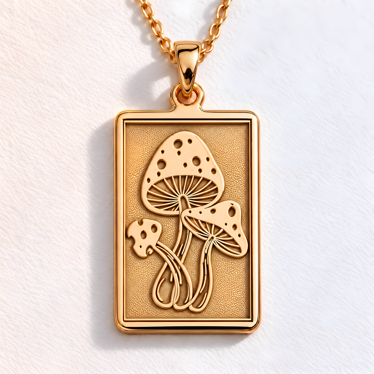 Psychedelic Mushroom Amulet Necklace - 14K Gold Plated
