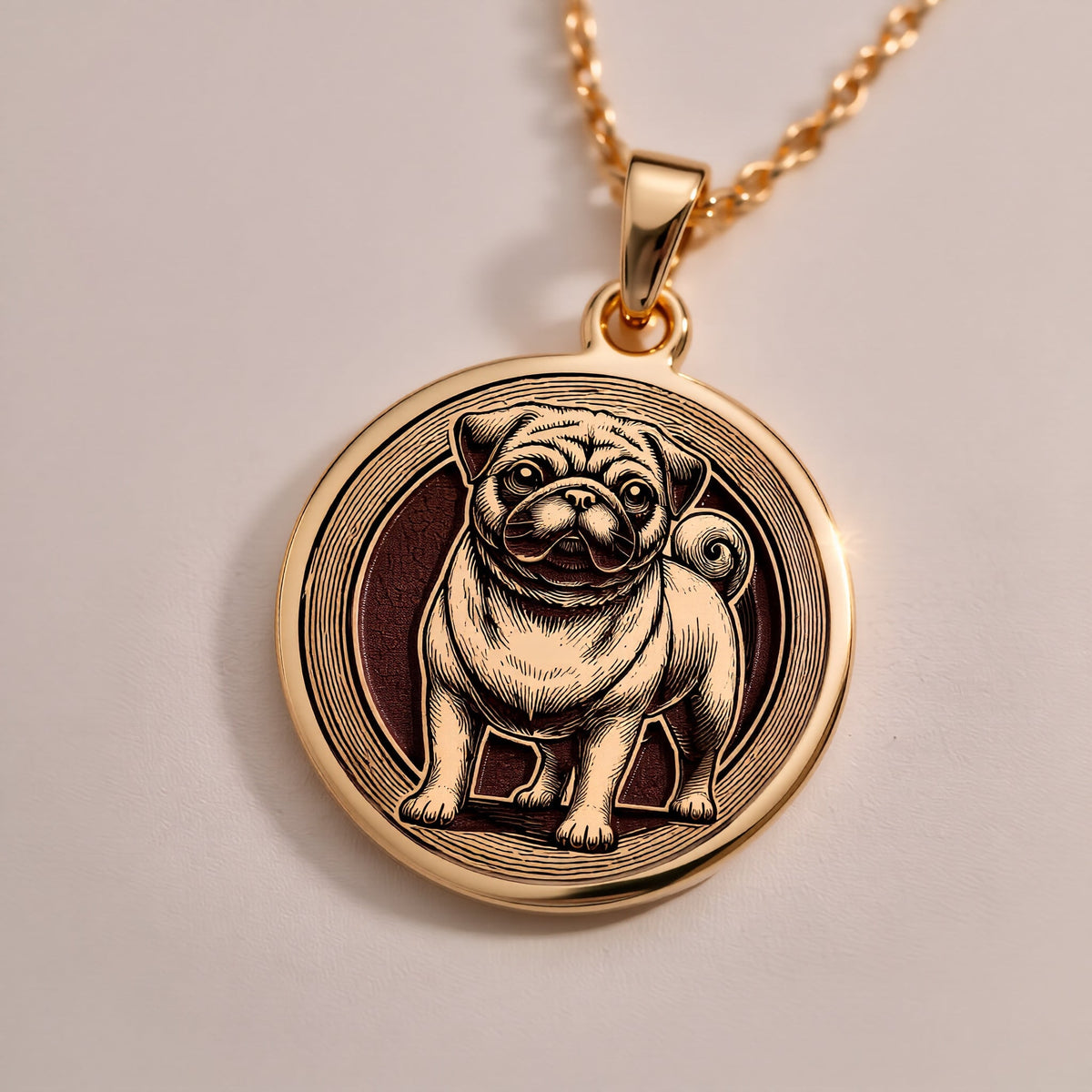 Pug Dog Spirit Animal Medallion - 14K Gold Plated