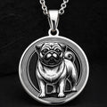 Intricately detailed 925 Sterling Silver Pug pendant, designed with a classic dog silhouette. A perfect silver pet charm, symbolizing devotion and companionship, making it a wonderful gift for Pug owners.