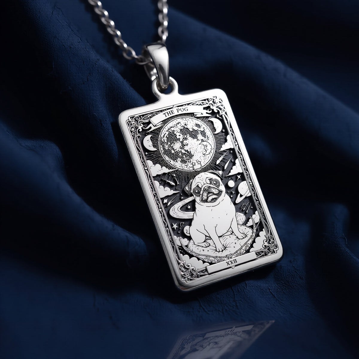A striking 925 sterling silver Pug charm. The art shows the celestial Pug, a meaningful piece of jewelry for a pet owner. - View 7