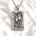 Queen & Jack Playing Card Couple Pendant - 925 Sterling Silver