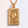 Jack of Clubs and queen of hearts chain, real gold Playing card couple card necklace, Couple playing card gift, Solid Gold Couple Card Gift, Gift for her, Gift for him, Gift for lovers, gift for lovers , Couple charm pendant. Valet and queen chain