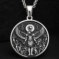 925 Sterling Silver Ra Necklace with an intricate Egyptian winged design. A mystical talisman pendant representing power and protection. Ideal for mythology enthusiasts, a meaningful and timeless piece of jewelry.