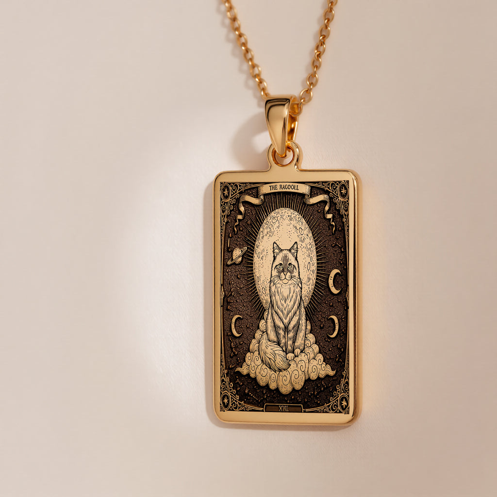Ragdoll Cat Tarot Necklace - 14K Solid Gold