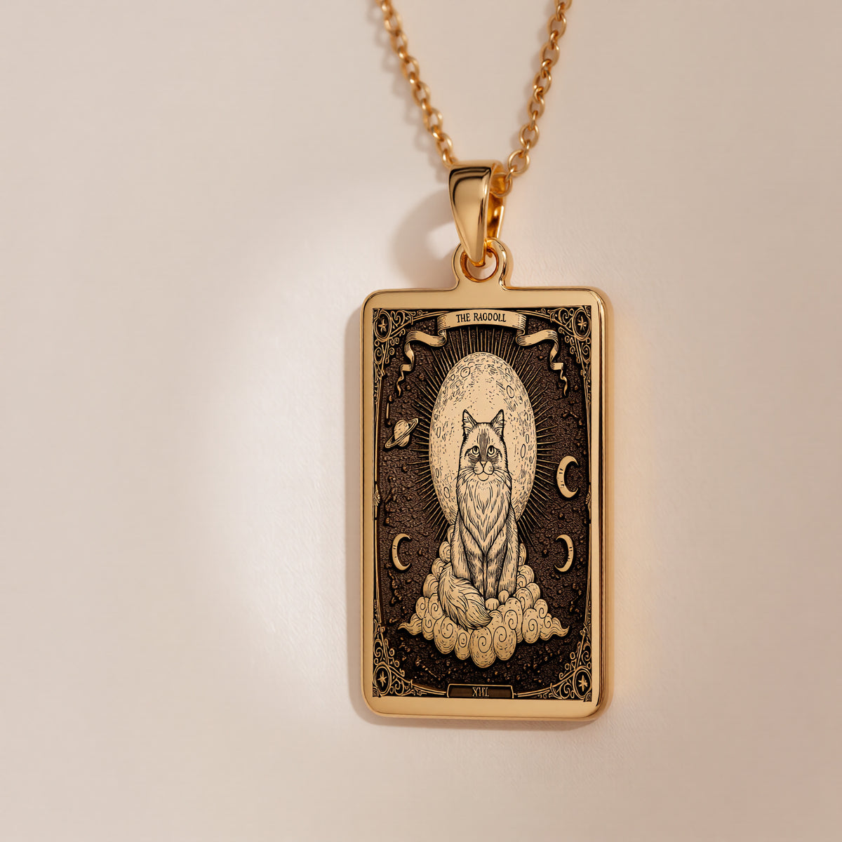 Ragdoll Cat Tarot Necklace - 14K Solid Gold