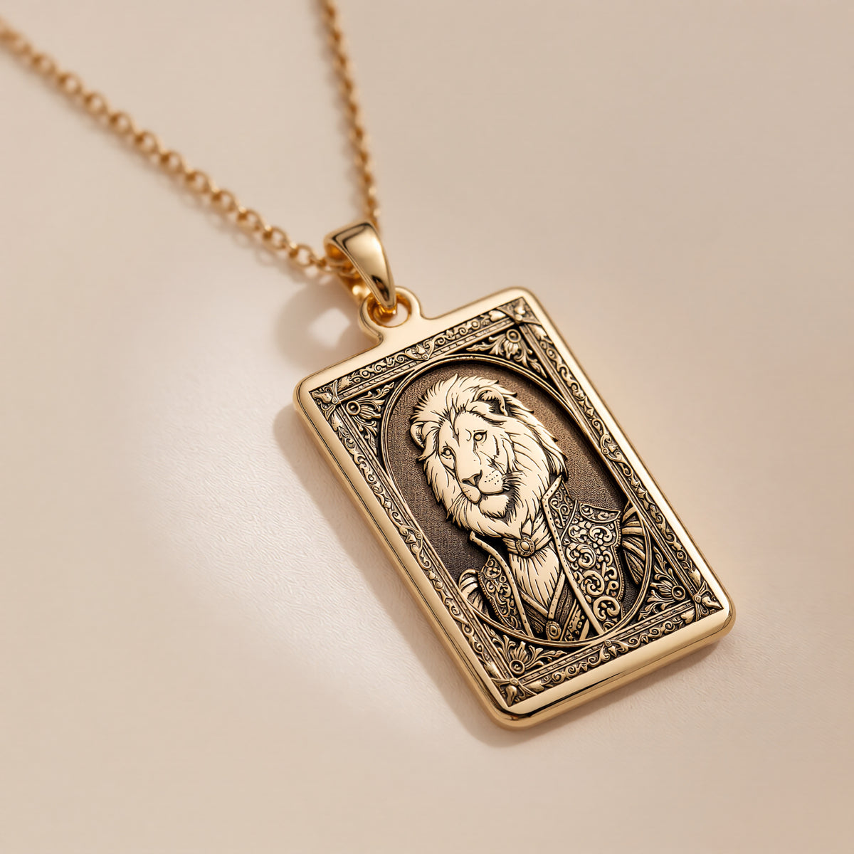 Regal Lion Portrait Pendant - 14K Solid Gold