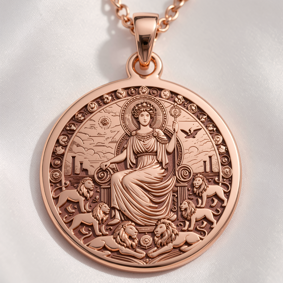 Rhea Goddess Mother of Gods Pendant - 14K Rose Gold Plated
