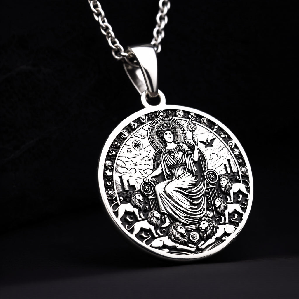 925 Sterling Silver Rhea Necklace with a Greek mythology theme, representing motherhood and fertility. A timeless piece for everyday elegance or special occasions.