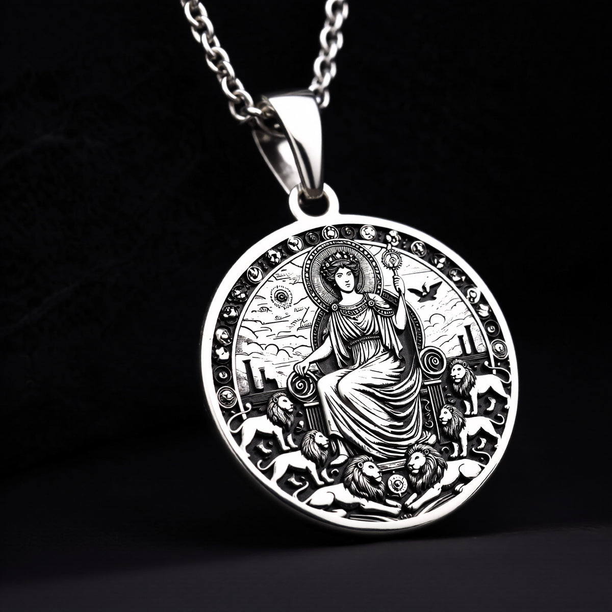 925 Sterling Silver Rhea Necklace with a Greek mythology theme, representing motherhood and fertility. A timeless piece for everyday elegance or special occasions.