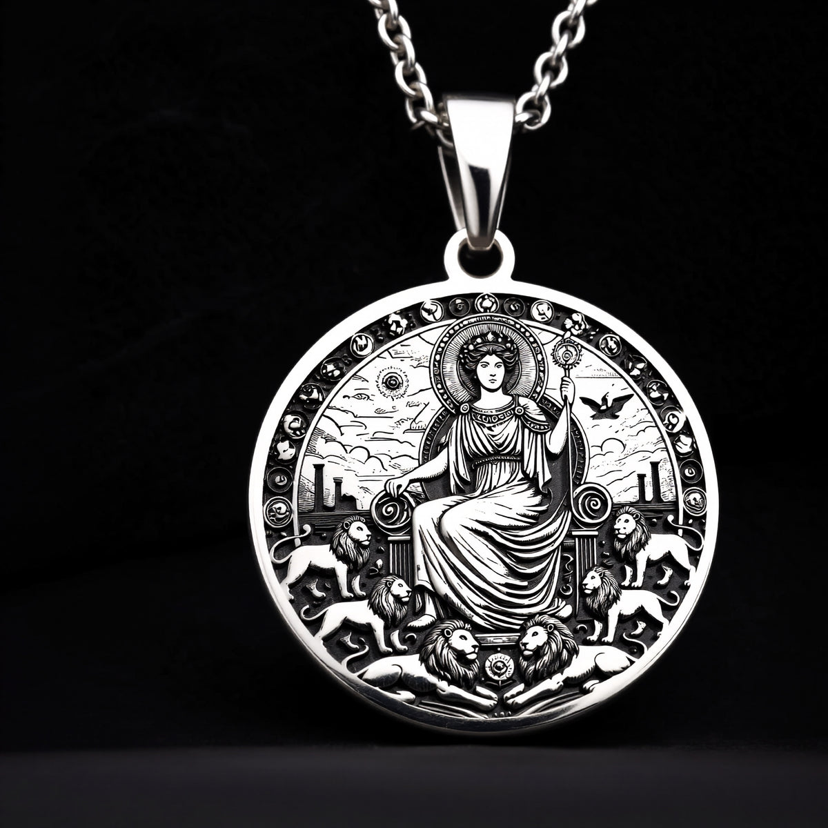 925 Sterling Silver Rhea Necklace with a Greek mythology theme, representing motherhood and fertility. A timeless piece for everyday elegance or special occasions. - View 8