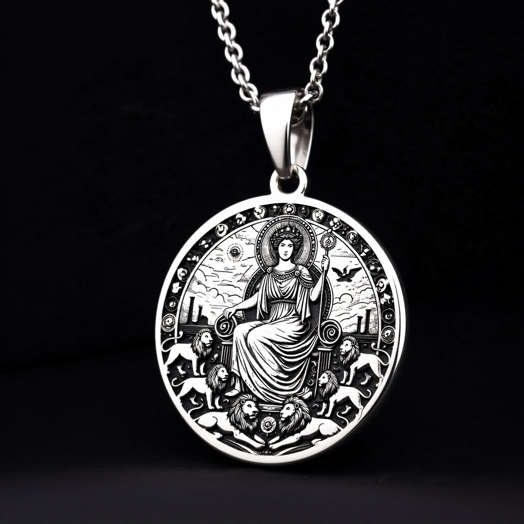 925 Sterling Silver Rhea Necklace with a Greek mythology theme, representing motherhood and fertility. A timeless piece for everyday elegance or special occasions. - View 9