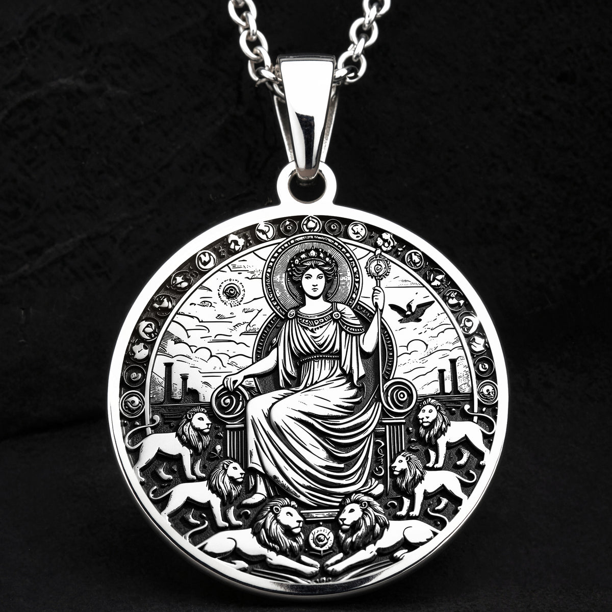 925 Sterling Silver Rhea Necklace with a Greek mythology theme, representing motherhood and fertility. A timeless piece for everyday elegance or special occasions.
