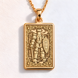 Rook Chess Piece Necklace: 14K Gold Castle Tower Pendant - View 48