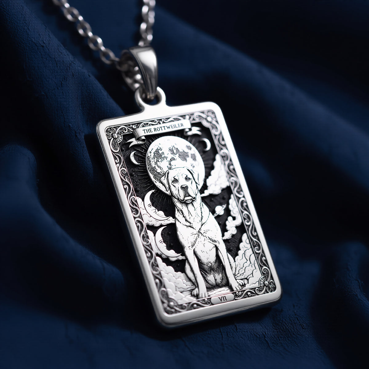 Rottweiler Pendant Necklace - Guardian Spirit Animal Charm - 925 Sterling Silver