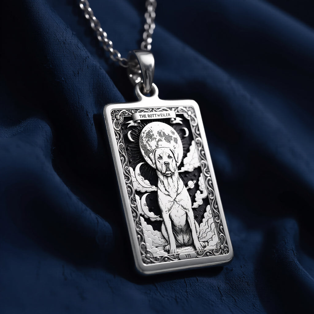 A striking 925 sterling silver Rottweiler charm. The art shows the celestial "Rottie," a meaningful piece of jewelry for a pet owner. - View 6