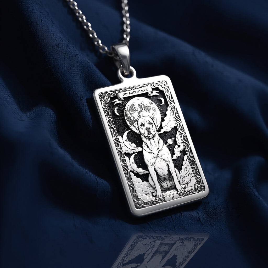A striking 925 sterling silver Rottweiler charm. The art shows the celestial "Rottie," a meaningful piece of jewelry for a pet owner. - View 8