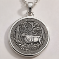 Sacred Celtic Stag Medallion Necklace - 925 Sterling Silver
