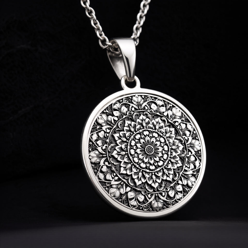Sacred Mandala Evil Eye Necklace - 925 Sterling Silver