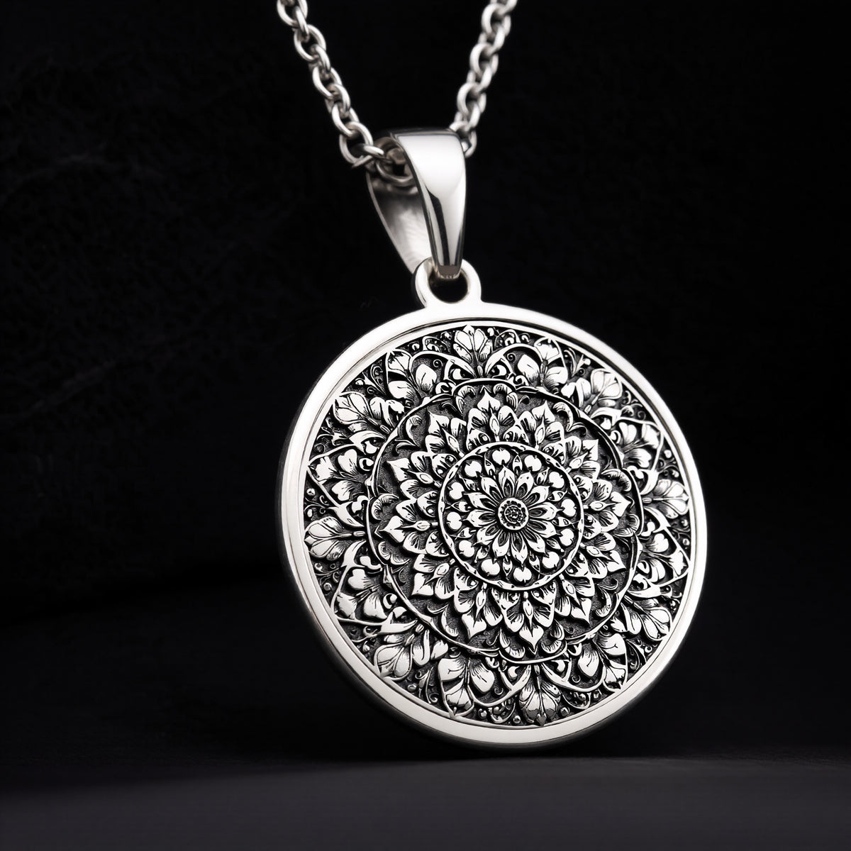 Sacred Mandala Evil Eye Necklace - 925 Sterling Silver