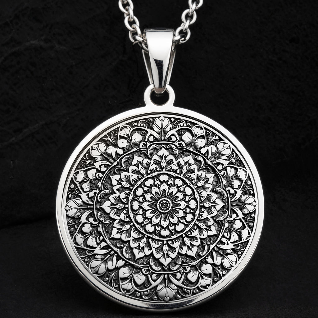 Sacred Mandala Evil Eye Necklace - 925 Sterling Silver