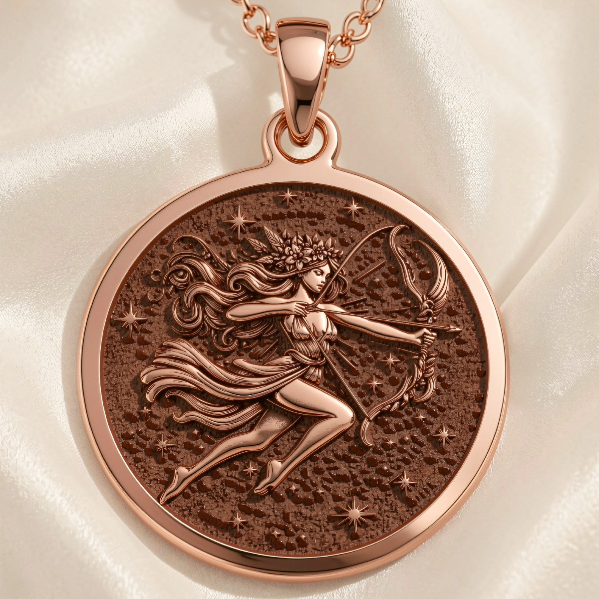 Sagittarius Constellation Necklace | Silver & Plated Options - Astrological Sign Birthday Gift - 14K Rose Gold Plated Front View