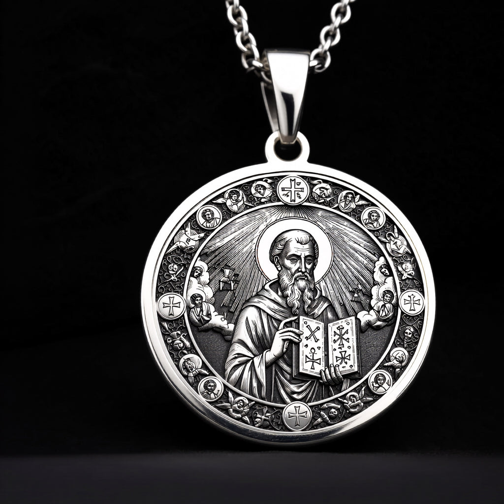 Saint Dionysius Medallion Necklace - 925 Sterling Silver