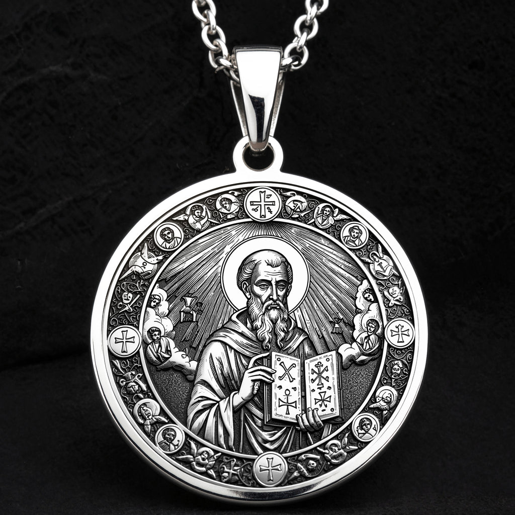 Saint Dionysius Medallion Necklace - 925 Sterling Silver