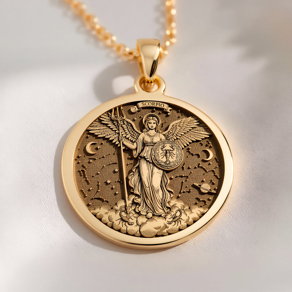 Scorpio Angel Zodiac Horoscope Pendant | 14K Gold & 14K Gold Options - Astrological Sign Celestial Energy - View 15