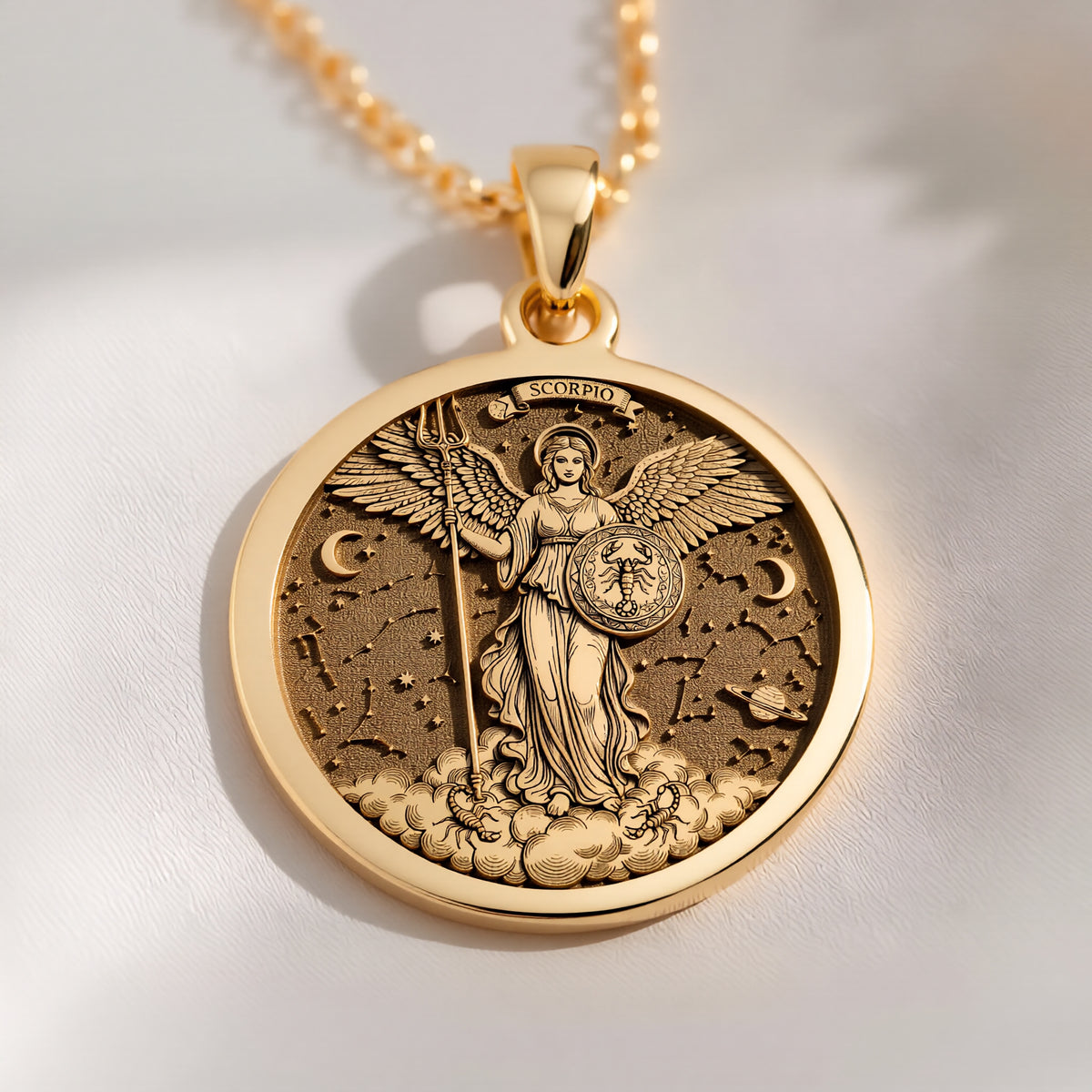 Scorpio Angel Zodiac Horoscope Pendant | 14K Gold & 14K Gold Options - Astrological Sign Celestial Energy - View 15