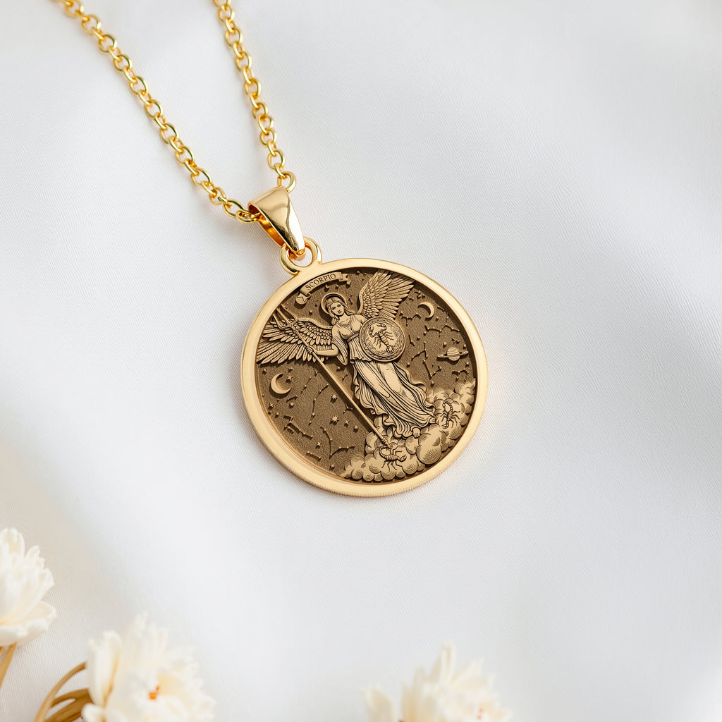 Scorpio Angel Zodiac Horoscope Pendant | 14K Gold & 14K Gold Options - Astrological Sign Celestial Energy - View 5